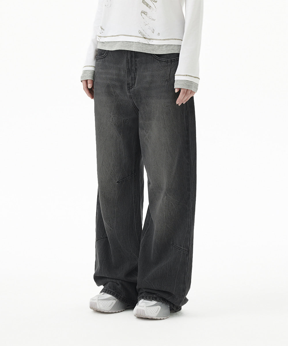 Mahagrid Washed Dart Denim Pant [Black]