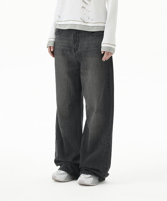 Mahagrid Washed Dart Denim Pant [Black]