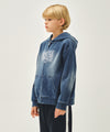 Marithé François Girbaud Kids Classic Logo Embroidery Hoodie Zip-Up Blue