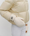 Marithé François Girbaud Classic Logo Fur Mittens Ivory
