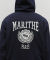 Marithé François Girbaud Big College Logo Graphic Zip-Up Hoodie Navy
