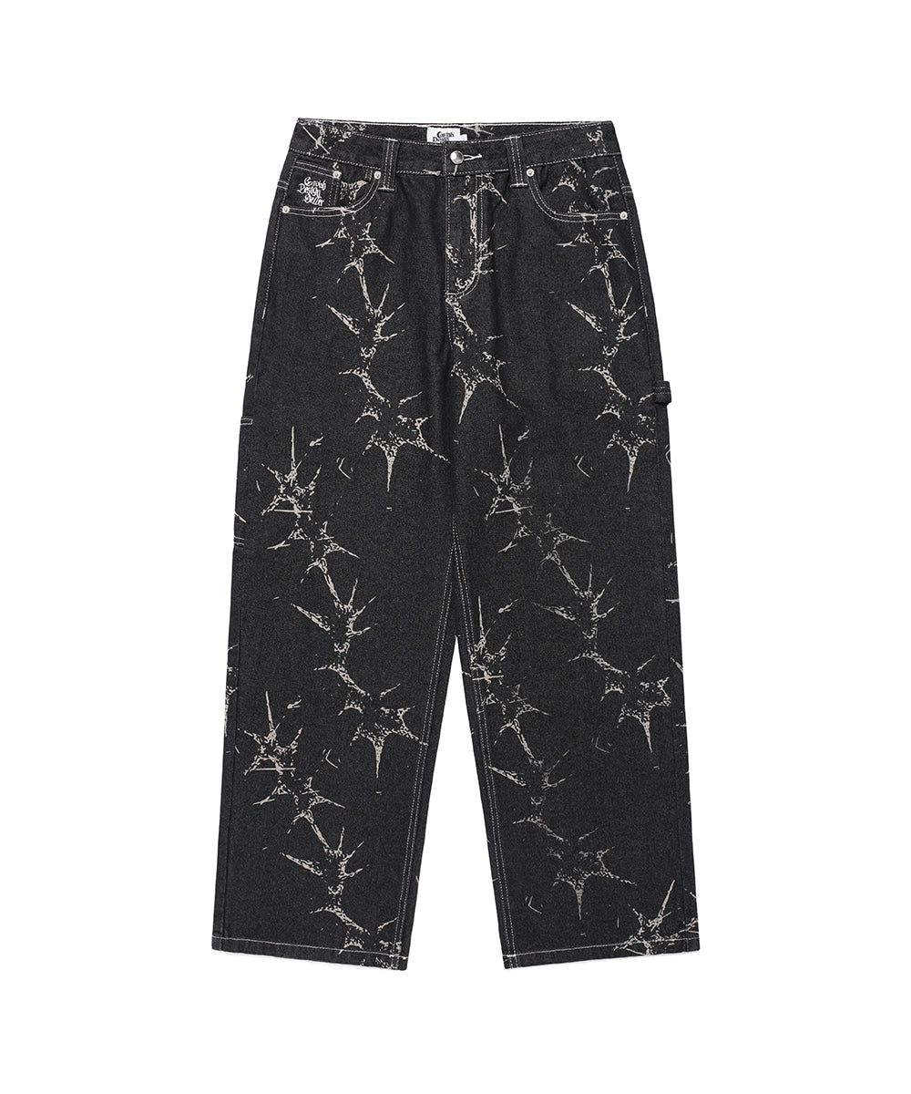 Cavish Printed Carpenter Denim Pants