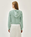 Marithé François Girbaud W SMALL CLASSIC LOGO CROP KNIT HOODIE ZIPUP black