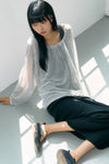 General Idea WOMAN Sheer Neck String Knit Pullover