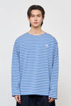 General Idea UNISEX Long Sleeve Striped Border T-Shirt [DUST BLUE]