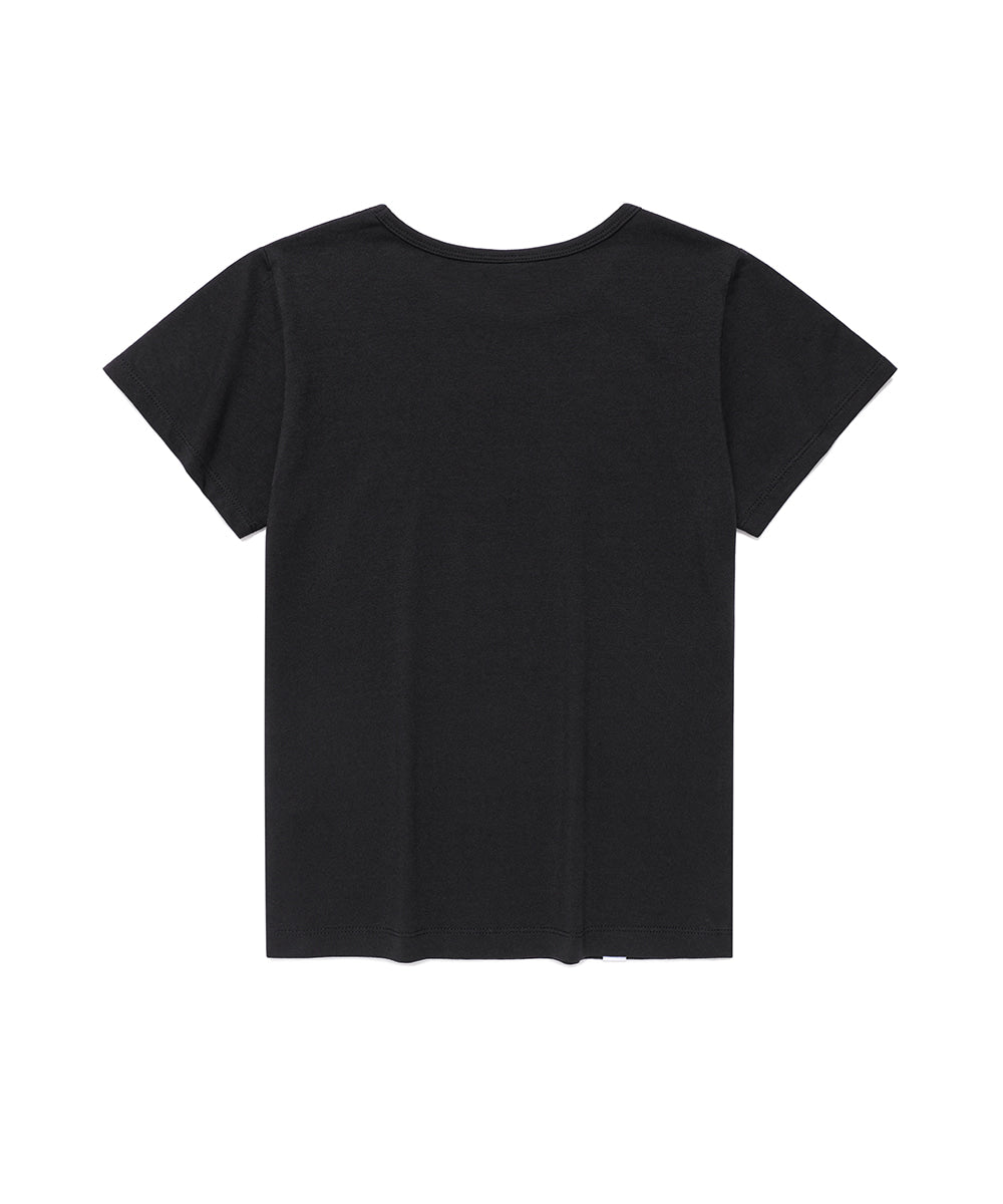 Cavish CAVISH X Reebok W Double Logo Embroidery Short Sleeve Tee [Black]