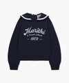 Marithé François Girbaud Kids Sailor Collar Crop Sweatshirt Navy