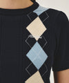 Marithé François Girbaud W ARGYLE CABLE HALF KNIT PULLOVER