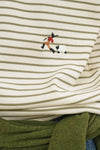 General Idea MAN Minimalist Embroidered Stripe Short Sleeve T-Shirt [OLIVE]