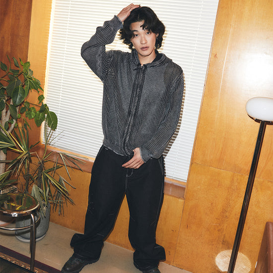 Mahagrid Pigment Mesh Zip Up Knit