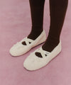 Marithé François Girbaud W Cross Banding Shearling Flat Shoes Ivory