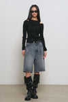 General Idea WOMAN Boatneck Cardigan Sleeveless Set [BLACK]