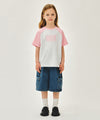 Marithé François Girbaud Kids Classic Logo Raglan Oversized Tee Coral Pink