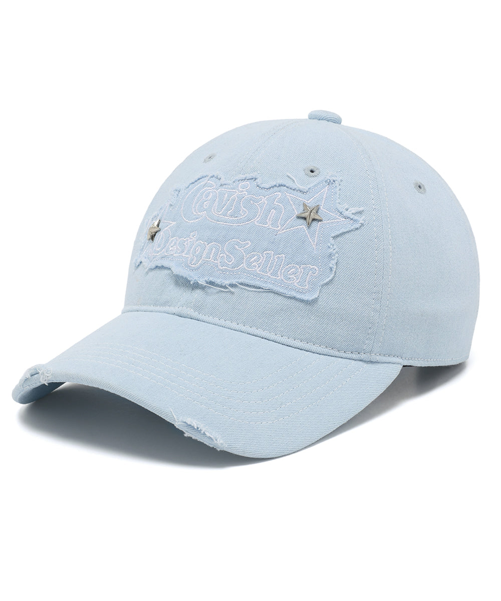 Cavish Rawcut Stud Denim Cap