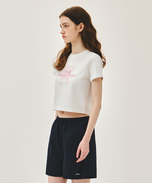Marithé François Girbaud W SORONA COOL RIBBON GRAPHIC CROP TEE white