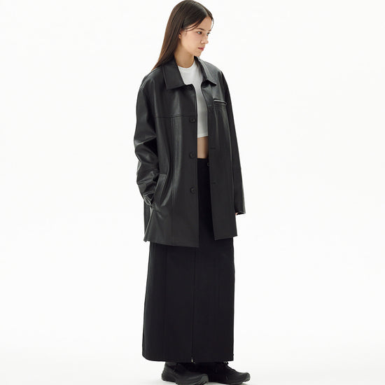 Mahagrid Faux Leather Car Coat