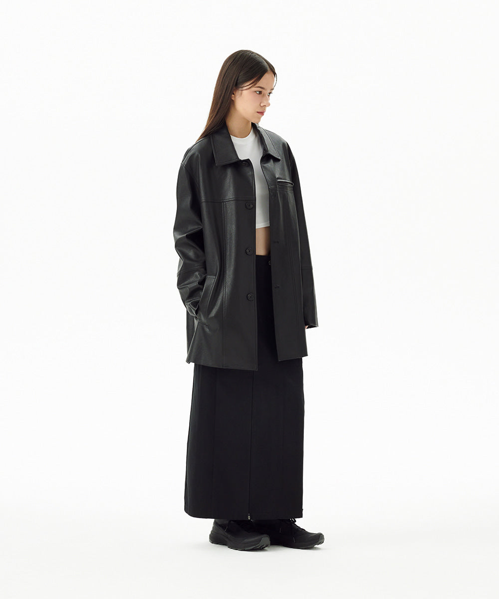 Mahagrid Faux Leather Car Coat