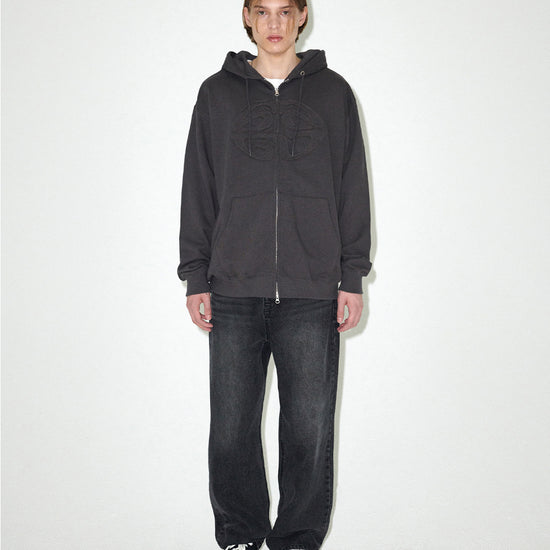 Mahagrid ECLIPSE RAW CUT ZIP UP HOODIE