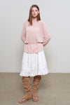 General Idea WOMAN Sheer Bouclé Boat Neck Pullover