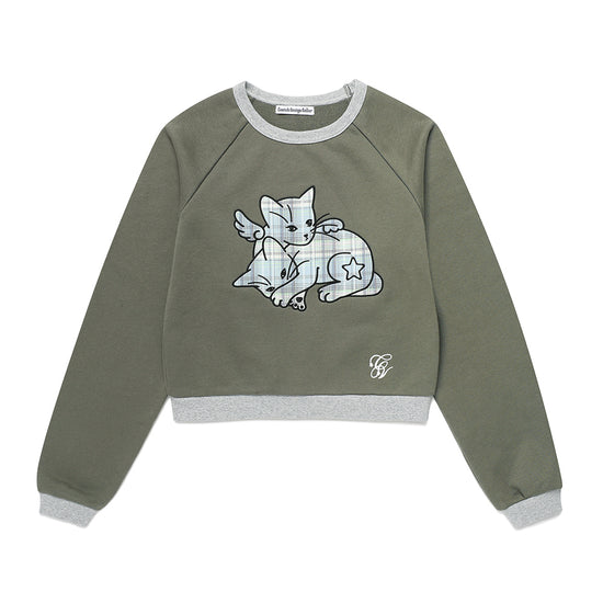 Cavish Women's Angel Cats Sweatshirt in Charcoal