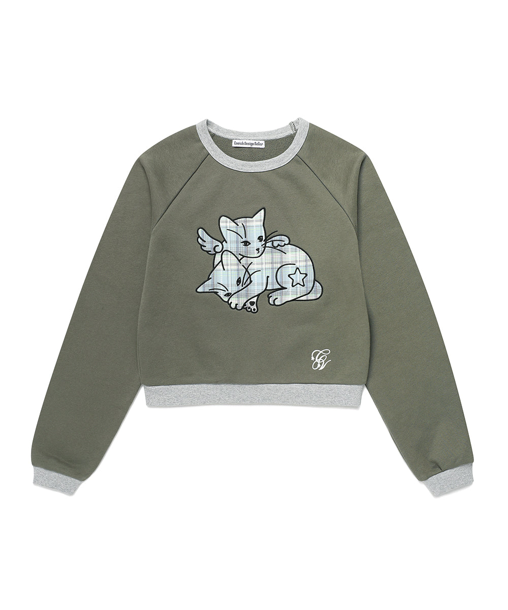 Cavish Women's Angel Cats Sweatshirt in Charcoal