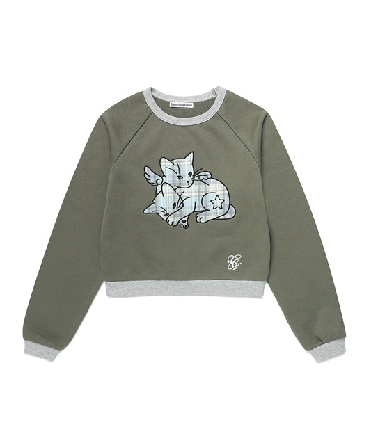 Cavish Women's Angel Cats Sweatshirt in Charcoal