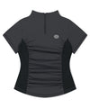 Mahagrid Shirring Half Zip-Up Jersey Tee