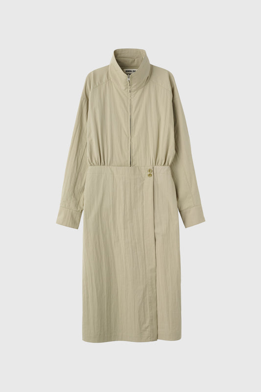 General Idea WOMAN High Neck Zip-Up Wrap Dress [BEIGE]