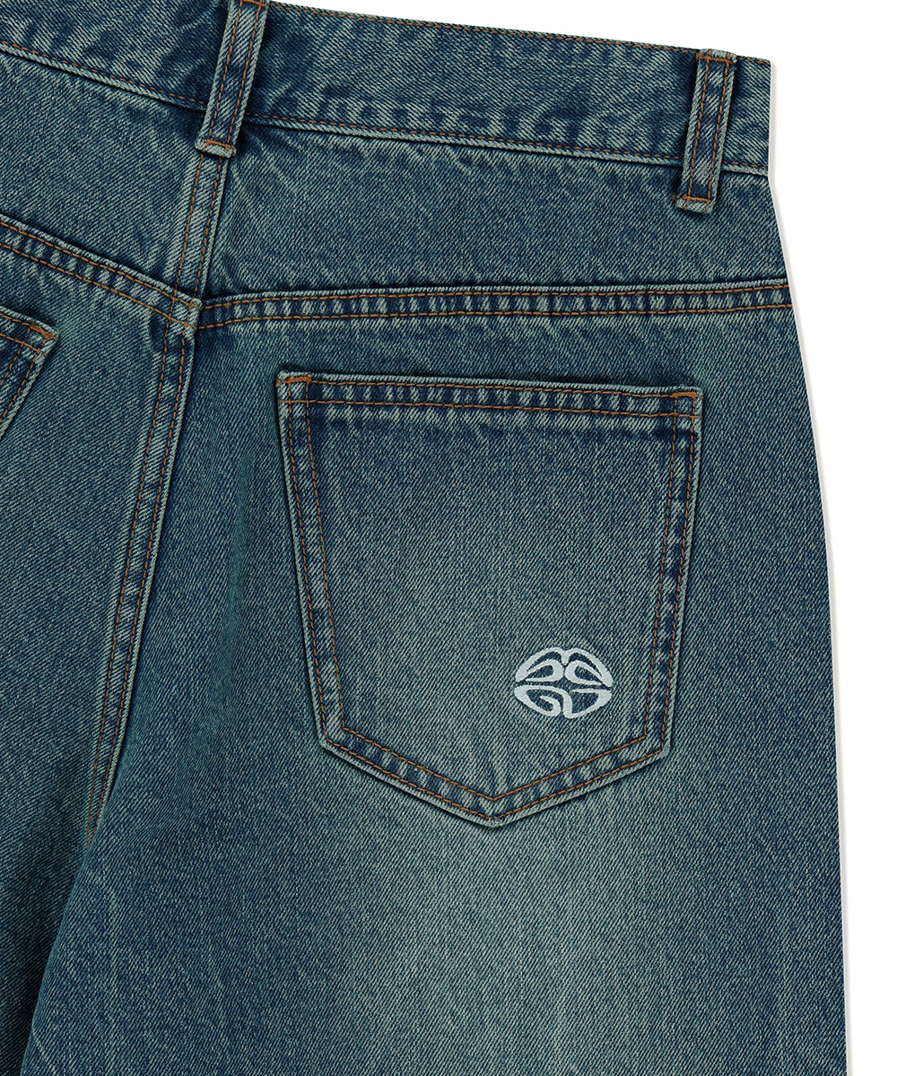 Mahagrid Mud Washing Denim Short