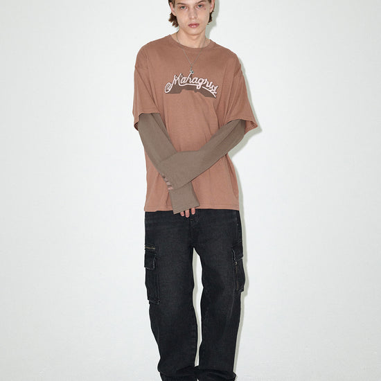Mahagrid Symbol Layered Long Sleeve Tee Brown