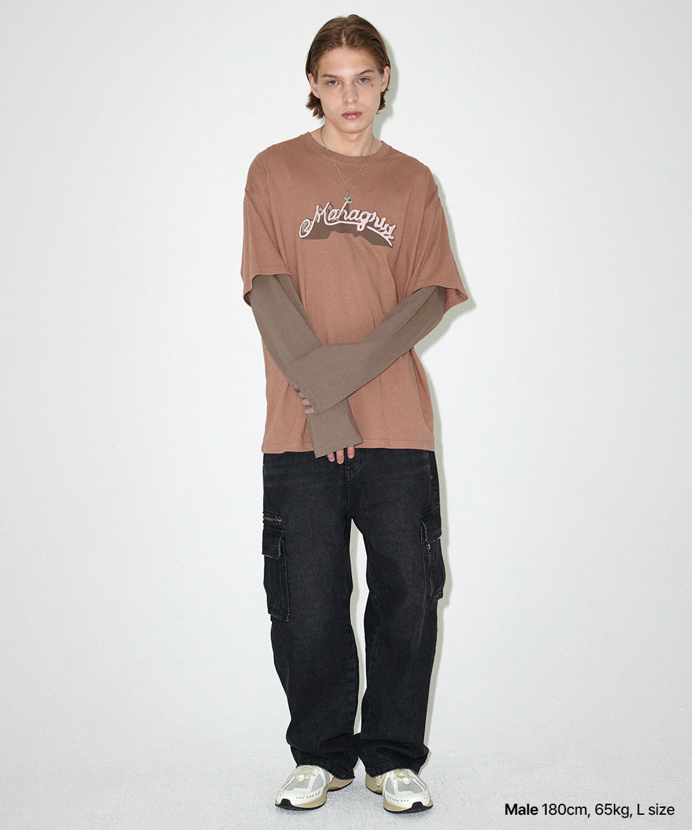 Mahagrid Symbol Layered Long Sleeve Tee Brown