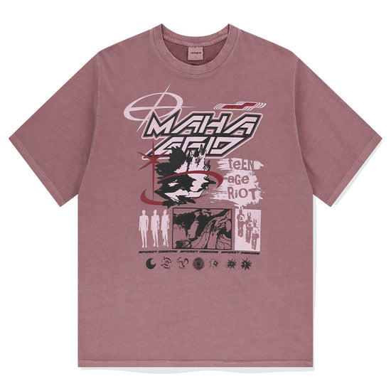Mahagrid Spirit Desire Pigment Tee in Burgundy