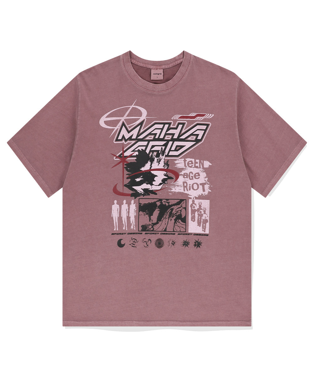 Mahagrid Spirit Desire Pigment Tee in Burgundy