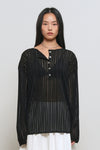 General Idea WOMAN Sheer Henley Neck Pullover