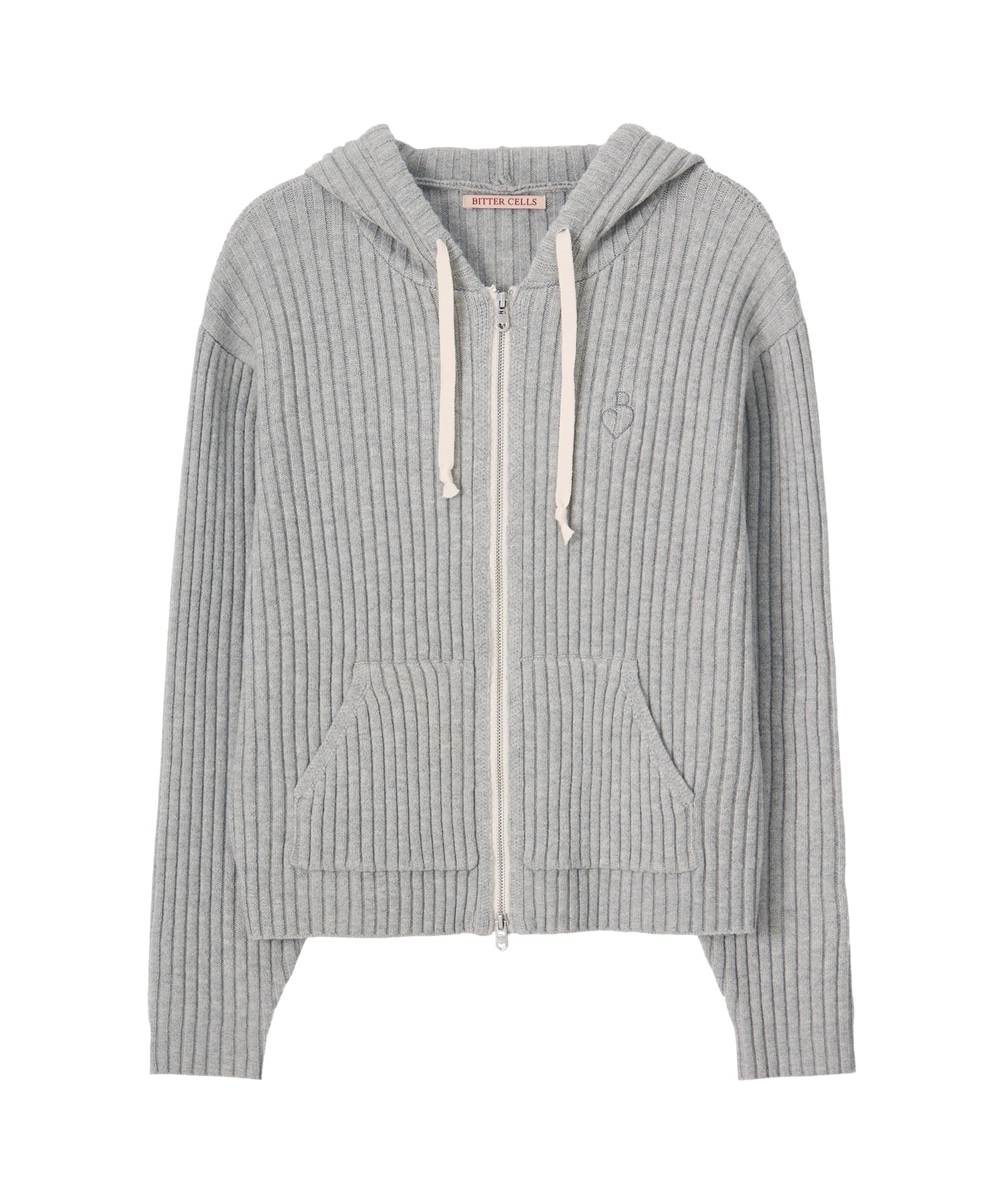 Bitter Cells Essential Ribbed Knit Hood Zip Up