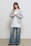 General Idea WOMAN Cotton Blend Saddle Shoulder Cardigan