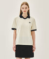 Marithé François Girbaud SMALL CLASSIC LOGO PK COLLAR POINT TEE ivory