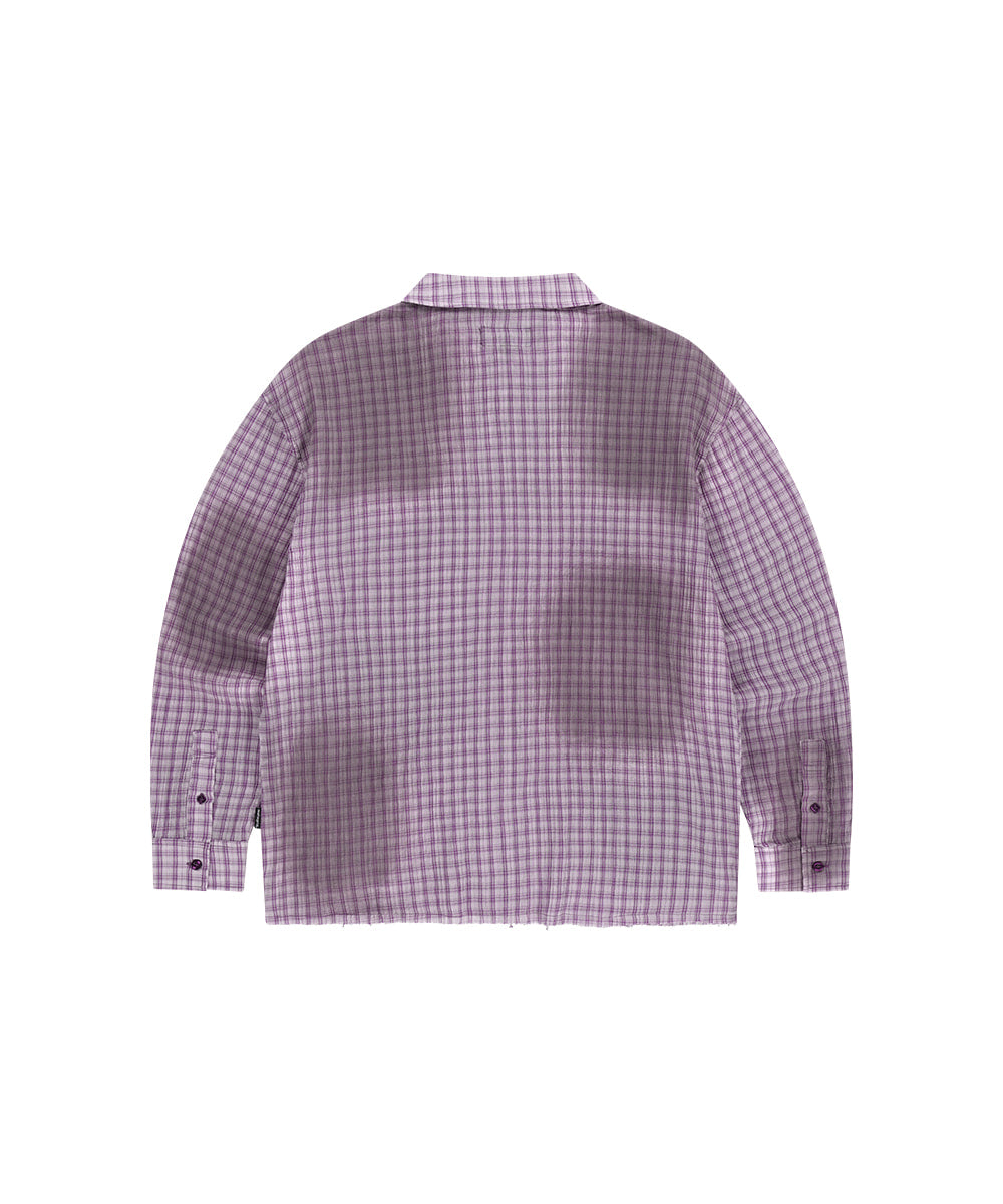 Mahagrid SPRAY DYEING CHECK CROP SHIRT