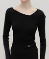Marithé François Girbaud Women's Circle Logo Neck Point Knit Black