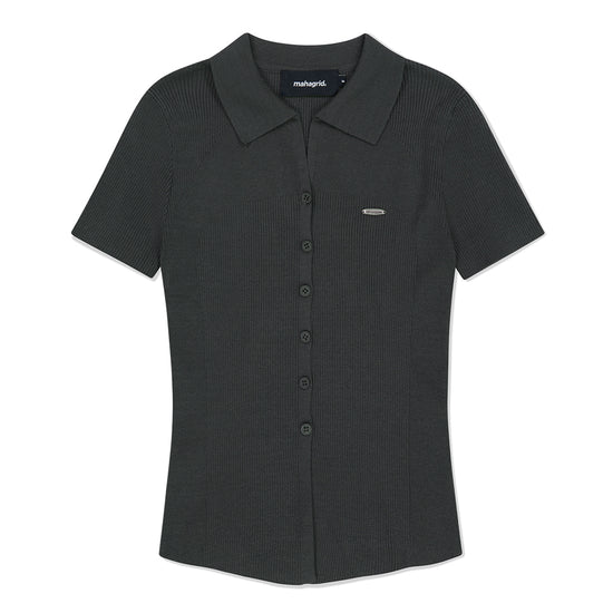 Mahagrid Button-Up Collar Knit