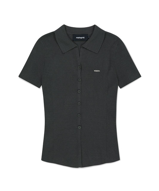 Mahagrid Button-Up Collar Knit