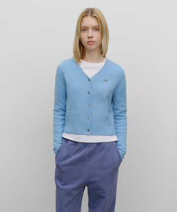 Marithé François Girbaud Women's V-Neck Crop Cardigan in Sky Blue