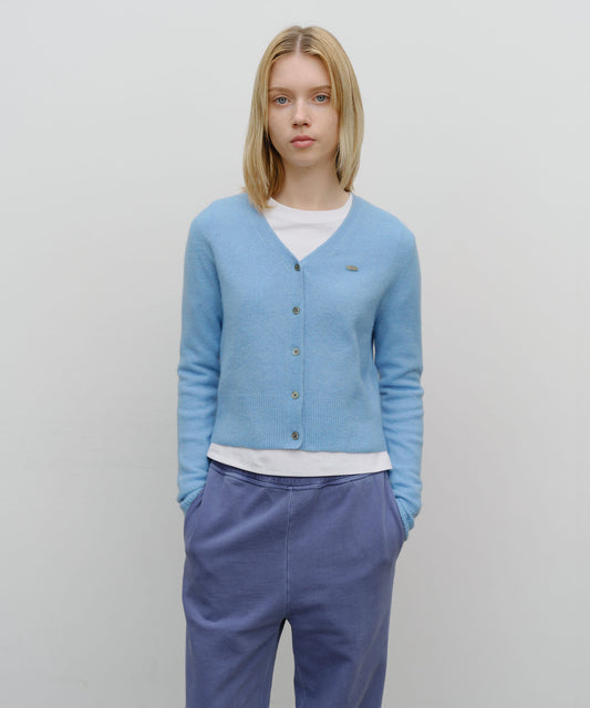 Marithé François Girbaud Women's V-Neck Crop Cardigan in Sky Blue