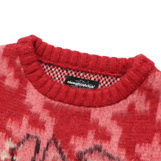 Nice Ghost Club Houndstooth Devil Rose Knit