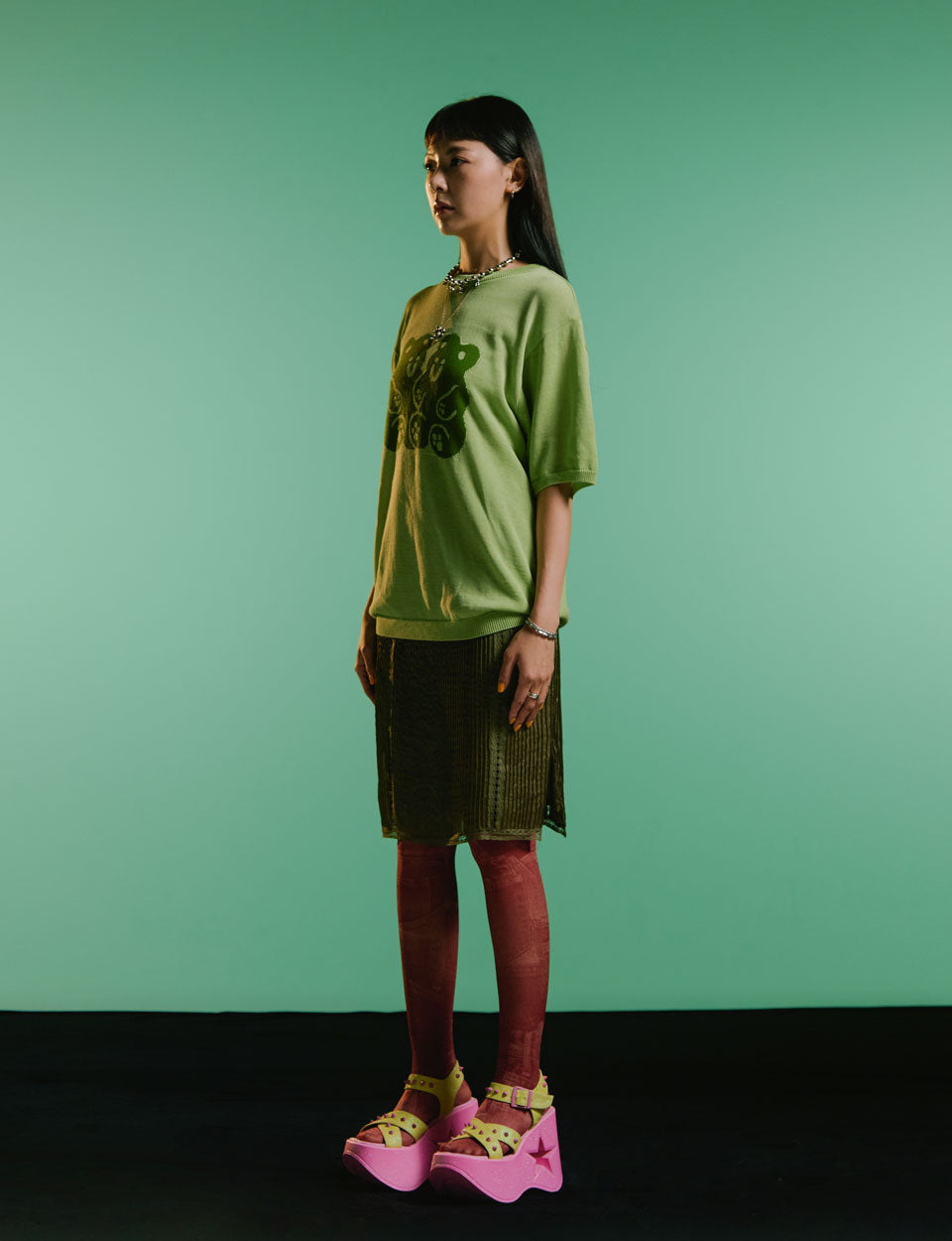 Nice Ghost Club Gummy Bear Summer Knit Half T-Shirt