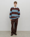 Marithé François Girbaud Classic Logo Stripe Rugby Sweatshirt Blue