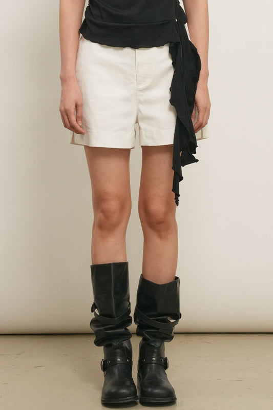 General Idea WOMAN Minimalist Waist Cotton Half Pants [WHITE]