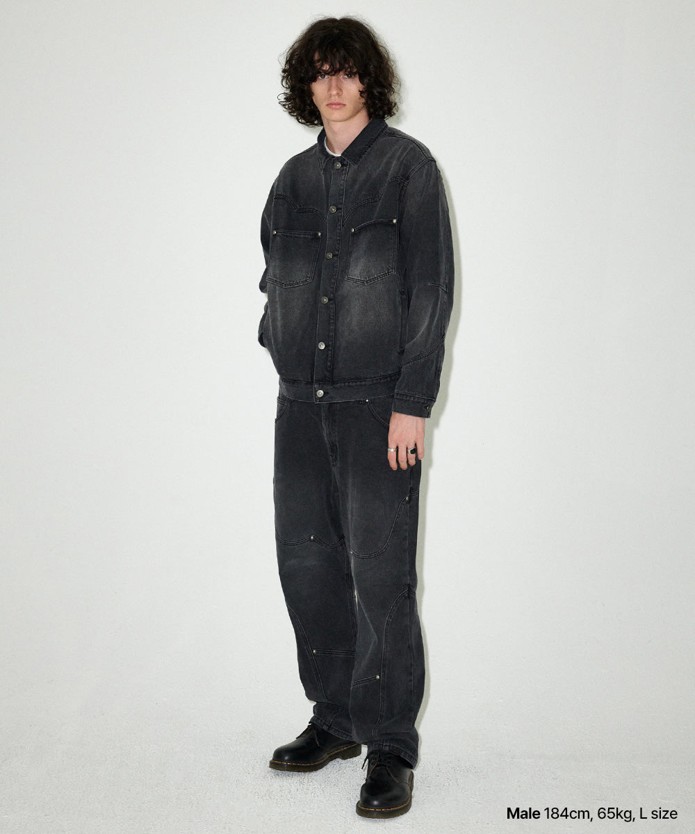 Mahagrid Western Denim Pant [Black]