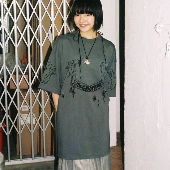 Nice Ghost Club Heavenly Bear Angel Big Big Tee [Charcoal]