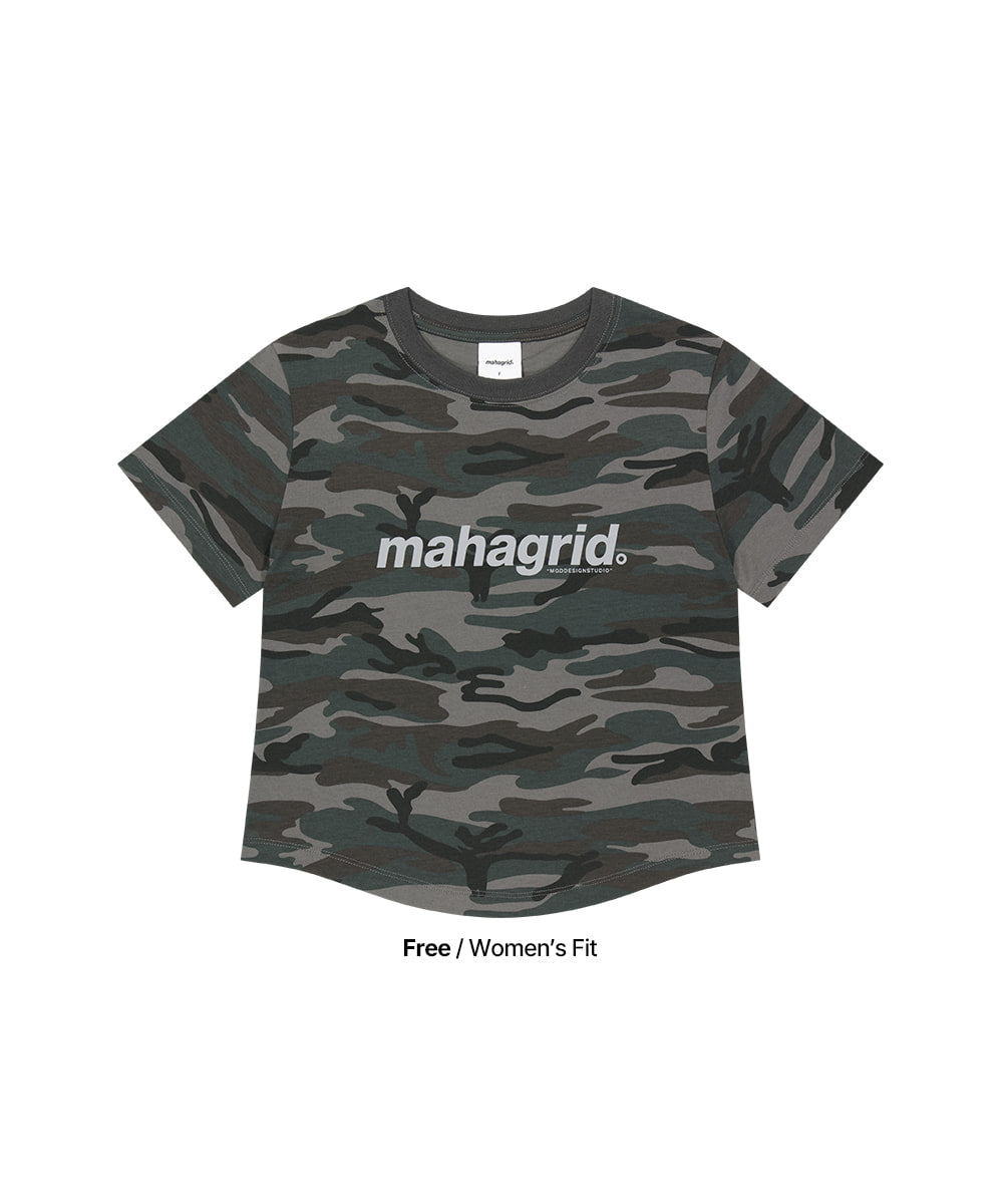 Mahagrid Camo Pattern Basic Logo Crop Tee